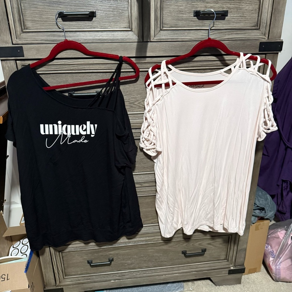 Torrid Black and Cream Short Sleeve Tees
